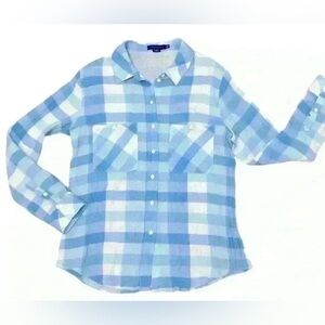 SANCTUARY - Women’s light blue and white checkered Size medium